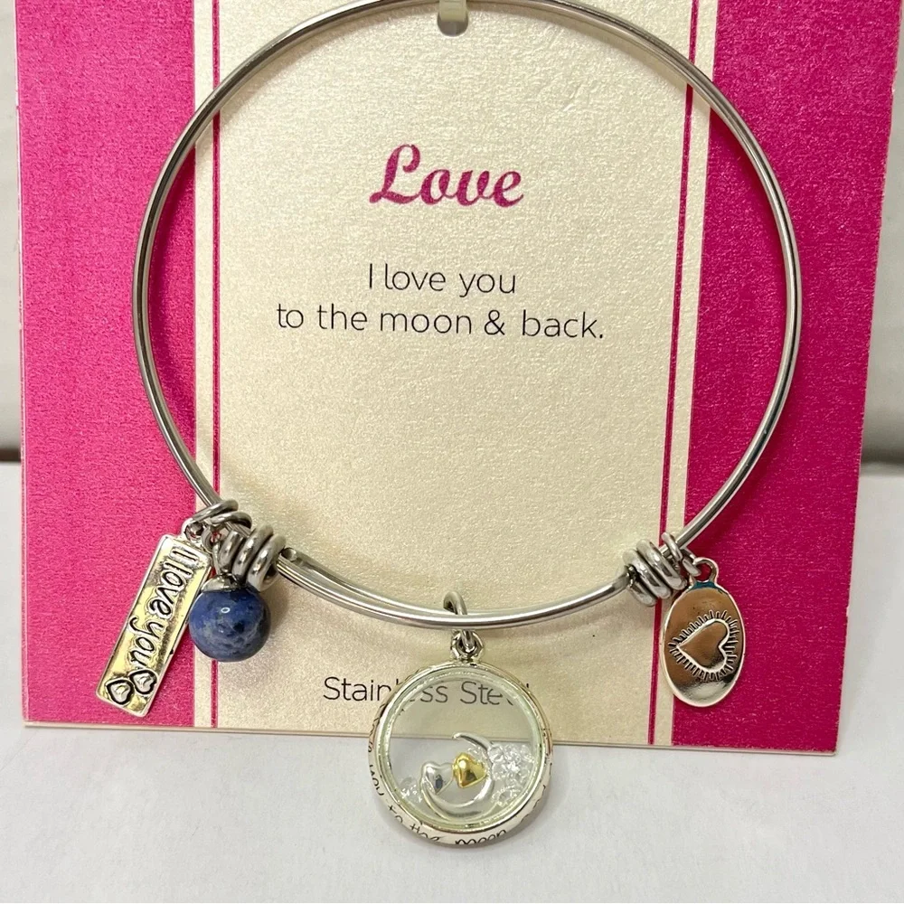 Y2K Charm Bracelet Stainless Steel Bangle Footnotes Too Love Girly New Feminine